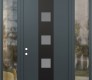 Modern Steel Front Door DIAMOND A12 60" X 96" ANTHRACITE/ANTHRACITE FROSTED GLASS PANEL BLACK RHI WITH 2 SIDELITES AND TRANSOM CLEAR GLASS