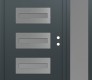 Modern Steel Front Door Diamond D4 52" x 80" anthracite/anthracite frosted Glass Panel stainless steel LHI with Sidelite frosted Glass