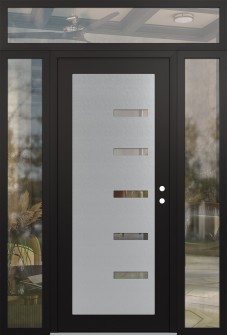 Diamond C8 68" x 96" black/black clear Glass Panel stainless steel LHI with 2 Sidelites and Transom clear Glass