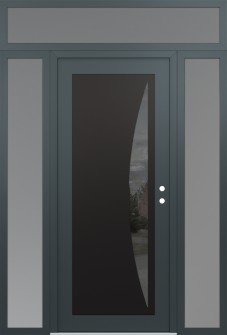 Diamond C13 64" x 96" anthracite/anthracite mirrored Glass Panel black LHI with 2 Sidelites and Transom frosted Glass