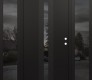 Modern Steel Front Door DIAMOND A2 60" X 80" BLACK/BLACK MIRRORED GLASS PANEL BLACK LHI WITH 2 SIDELITES MIRRORED GLASS
