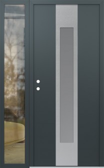 DIAMOND A1 48" X 80" ANTHRACITE/ANTHRACITE FROSTED GLASS PANEL STAINLESS STEEL RHI WITH SIDELITE CLEAR GLASS