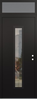 DIAMOND A11 36" X 96" BLACK/BLACK CLEAR GLASS PANEL BLACK LHI WITH TRANSOM FROSTED GLASS