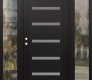 Modern Steel Front Door Diamond C7 60" x 80" black/white frosted Glass Panel black RHI with 2 Sidelites clear Glass
