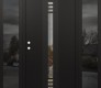 Modern Steel Front Door DIAMOND A5 60" X 80" BLACK/BLACK CLEAR GLASS PANEL BLACK RHI WITH 2 SIDELITES MIRRORED GLASS