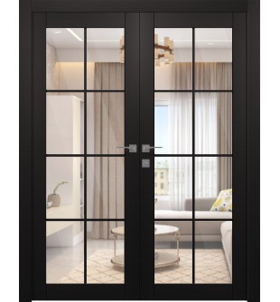 Avon 8 Lite Clear Vetro Black Matte Double doors