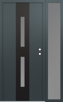 DIAMOND A6 50" X 80" ANTHRACITE/ANTHRACITE FROSTED GLASS PANEL BLACK LHI WITH SIDELITE FROSTED GLASS