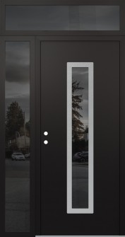 DIAMOND A11 48" X 96" BLACK/BLACK MIRRORED GLASS PANEL STAINLESS STEEL RHI WITH SIDELITE AND TRANSOM MIRRORED GLASS