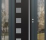 Modern Steel Front Door Diamond C3 68" x 80" anthracite/anthracite frosted Glass Panel black LHI with 2 Sidelites clear Glass