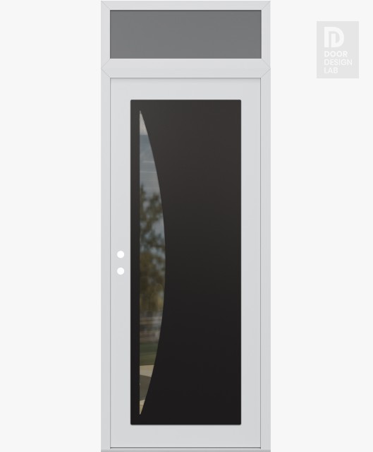 Modern Steel Front Door Diamond C13 36" x 96" white/white clear Glass Panel black RHI with Transom frosted Glass