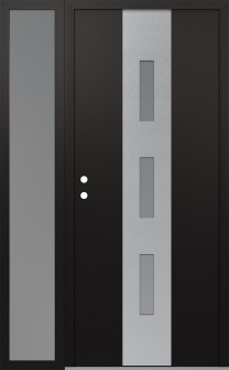 DIAMOND A7 50" X 80" BLACK/WHITE FROSTED GLASS PANEL STAINLESS STEEL RHI WITH SIDELITE FROSTED GLASS