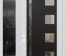 Modern Steel Front Door Diamond C3 52" x 96" white/white clear Glass Panel black RHI with Sidelite and Transom mirrored Glass