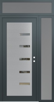 Diamond C8 52" x 96" anthracite/anthracite clear Glass Panel stainless steel LHI with Sidelite and Transom frosted Glass