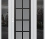 Modern Steel Front Door Diamond C16 64" x 80" white/white frosted Glass Panel black RHI with 2 Sidelites mirrored Glass
