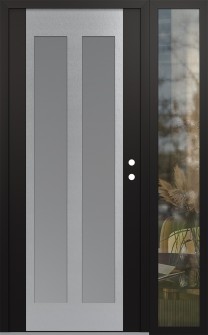 Diamond C14 52" x 80" black/white frosted Glass Panel stainless steel LHI with Sidelite clear Glass