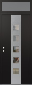 DIAMOND A13 36" X 96" BLACK/BLACK CLEAR GLASS PANEL STAINLESS STEEL RHI WITH TRANSOM FROSTED GLASS