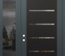 Modern Steel Front Door Diamond C11 50" x 96" anthracite/anthracite clear Glass Panel black RHI with Sidelite and Transom mirrored Glass