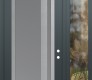 Modern Steel Front Door Diamond C15 50" x 96" anthracite/anthracite frosted Glass Panel stainless steel LHI with Sidelite and Transom clear Glass