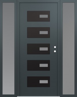 Diamond D7 60" x 80" anthracite/anthracite frosted Glass Panel black LHI with 2 Sidelites frosted Glass