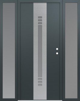 DIAMOND A5 64" X 80" ANTHRACITE/ANTHRACITE FROSTED GLASS PANEL STAINLESS STEEL LHI WITH 2 SIDELITES FROSTED GLASS