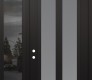 Modern Steel Front Door Diamond C14 48" x 96" black/white frosted Glass Panel black RHI with Sidelite and Transom mirrored Glass