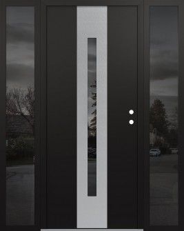 DIAMOND A2 68" X 80" BLACK/BLACK MIRRORED GLASS PANEL STAINLESS STEEL LHI WITH 2 SIDELITES MIRRORED GLASS