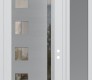 Modern Steel Front Door Diamond C3 50" x 96" white/white clear Glass Panel stainless steel LHI with Sidelite and Transom frosted Glass