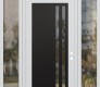 Modern Steel Front Door Diamond C6 68" x 96" white/white clear Glass Panel black LHI with 2 Sidelites and Transom clear Glass
