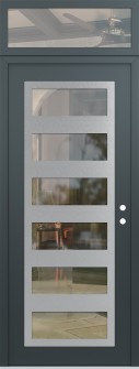 Diamond C9 36" x 96" anthracite/anthracite clear Glass Panel stainless steel LHI with Transom clear Glass