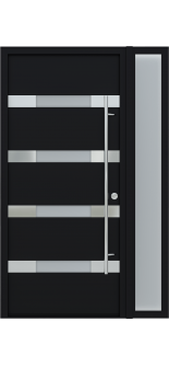 MODERN FRONT STEEL DOOR AURA BLACK/WHITE 49 1/4" X 81 11/16" LHI + SIDELITE RIGHT