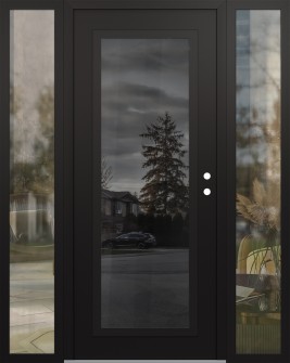 Diamond C1 60" x 80" black/black mirrored Glass Panel black LHI with 2 Sidelites clear Glass
