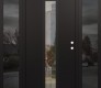 Modern Steel Front Door DIAMOND A11 68" X 80" BLACK/BLACK CLEAR GLASS PANEL BLACK LHI WITH 2 SIDELITES MIRRORED GLASS