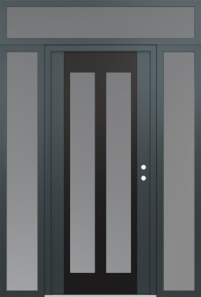 Diamond C14 60" x 96" anthracite/anthracite frosted Glass Panel black LHI with 2 Sidelites and Transom frosted Glass