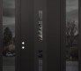 Modern Steel Front Door DIAMOND A6 64" X 96" BLACK/BLACK MIRRORED GLASS PANEL BLACK RHI WITH 2 SIDELITES AND TRANSOM MIRRORED GLASS