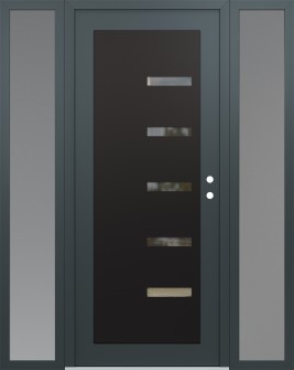 Diamond C8 64" x 80" anthracite/anthracite clear Glass Panel black LHI with 2 Sidelites frosted Glass