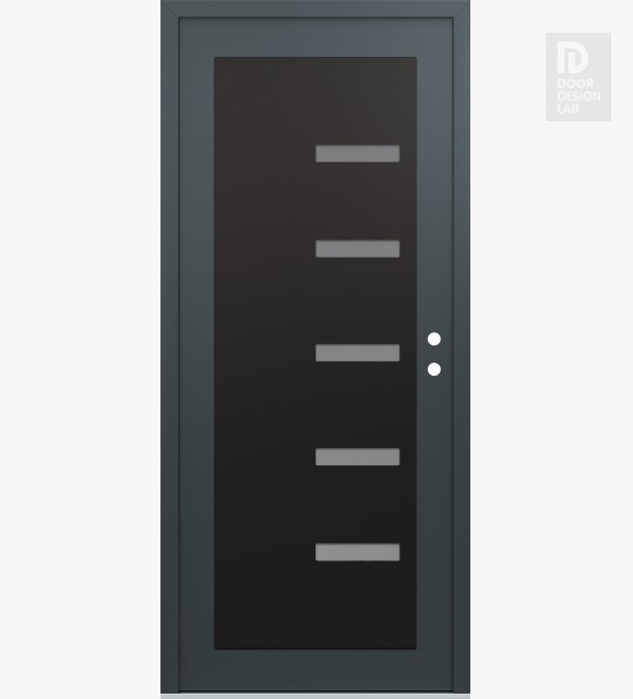 Modern Steel Front Door Diamond C8 36" x 80" anthracite/anthracite frosted Glass Panel black LHI