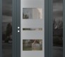 Modern Steel Front Door Diamond C10 64" x 80" anthracite/anthracite clear Glass Panel stainless steel RHI with 2 Sidelites mirrored Glass