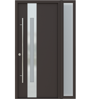 MODERN FRONT STEEL DOOR ZEPHYR BROWN/WHITE 49 1/4" X 81 11/16" RIGHT HAND INSWING + SIDELITE RIGHT