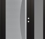 Modern Steel Front Door Diamond C13 50" x 80" black/white frosted Glass Panel stainless steel LHI with Sidelite frosted Glass