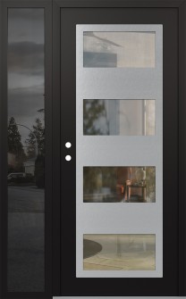 Diamond C2 52" x 80" black/black clear Glass Panel stainless steel RHI with Sidelite mirrored Glass