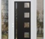 Modern Steel Front Door Diamond C3 68" x 96" white/white clear Glass Panel black RHI with 2 Sidelites and Transom clear Glass