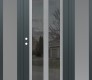 Modern Steel Front Door Diamond C14 64" x 80" anthracite/anthracite mirrored Glass Panel stainless steel RHI with 2 Sidelites frosted Glass