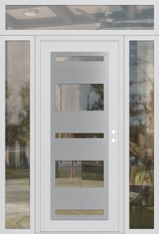 Diamond C10 68" x 96" white/white clear Glass Panel stainless steel LHI with 2 Sidelites and Transom clear Glass