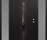 Modern Steel Front Door DIAMOND A2 60" X 80" BLACK/BLACK MIRRORED GLASS PANEL BLACK LHI WITH 2 SIDELITES FROSTED GLASS