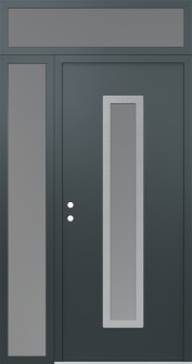 DIAMOND A11 50" X 96" ANTHRACITE/ANTHRACITE FROSTED GLASS PANEL STAINLESS STEEL RHI WITH SIDELITE AND TRANSOM FROSTED GLASS