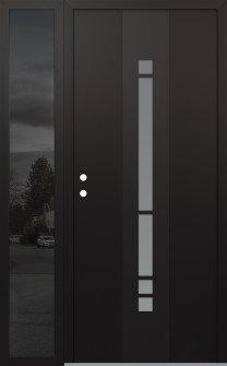 DIAMOND A3 48" X 80" BLACK/WHITE FROSTED GLASS PANEL BLACK RHI WITH SIDELITE MIRRORED GLASS