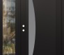 Modern Steel Front Door Diamond C13 50" x 80" black/white frosted Glass Panel black RHI with Sidelite clear Glass
