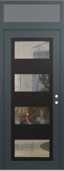 Diamond C2 36" x 96" anthracite/anthracite clear Glass Panel black LHI with Transom frosted Glass