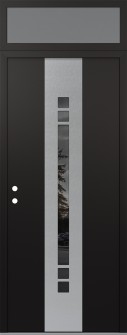 DIAMOND A4 36" X 96" BLACK/BLACK MIRRORED GLASS PANEL STAINLESS STEEL RHI WITH TRANSOM FROSTED GLASS