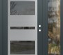 Modern Steel Front Door Diamond C10 48" x 80" anthracite/anthracite mirrored Glass Panel stainless steel LHI with Sidelite clear Glass